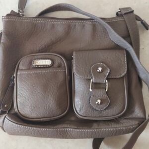 Rosetti Shoulder Hobo Bag Grey/Taupe Shoulder Crossbody Zippers Purse